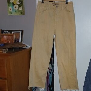 Womens Joe's Jeans Straight Wide Leg in Yellow (Sunkissed) Frayed Hem Sz: 29